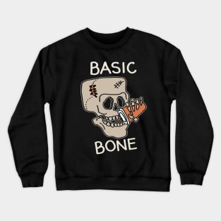 Basic Bone Simple Pleasure, Skull Skeleton Drinking Coffee, Caffeine Addicts Crewneck Sweatshirt